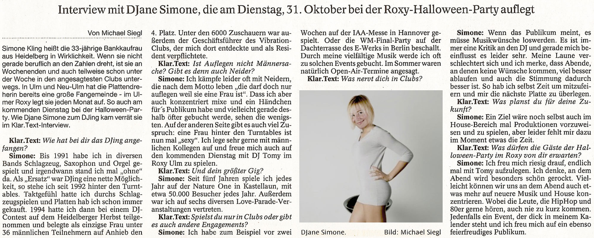 DJANE SIMONÉ ULM ZEITUNG